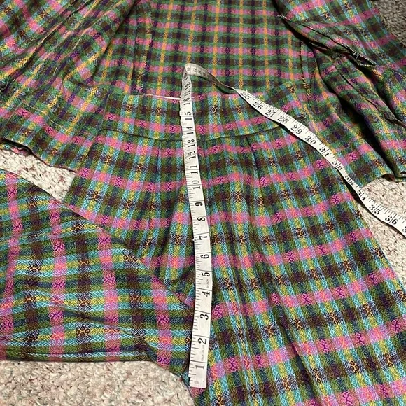 Vintage 60s/70s wool plaid suit - blazer and wide leg high rise pants - Picture 8 of 13